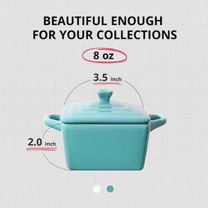 Ramequins en céramique avec couvercles, plats à soufflé pour crème brûlée, glace et soufflé, 8 oz - Product Image 2