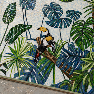 Mosaïque murale en <span class=keywords><strong>verre</strong></span> découpé à la main motif Toucan <span class=keywords><strong>de</strong></span> la forêt tropicale <span class=keywords><strong>pour</strong></span> piscine, crédence, <span class=keywords><strong>cloison</strong></span> d'hôtel, décoration murale <span class=keywords><strong>de</strong></span> fond - Product Image 4