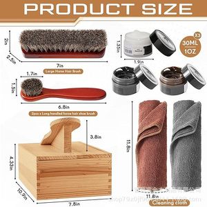 Boîte de rangement en bois de pin pour cirage de chaussures, kit d'entretien des chaussures avec pédale - Product Image 4