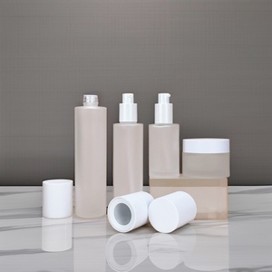 Ready Stock 50ml 100ml Frosted Glass <b>Pump</b> <b>Bottle</b> Set Packaging 50g Cream Jar 120ml Toner <b>Bottle</b> for Cosmetic - Product Image 2