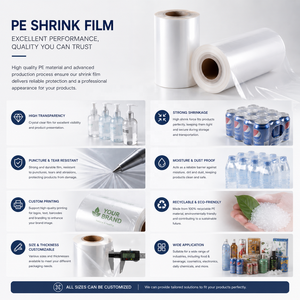 <span class=keywords><strong>Film</strong></span> rétractable PE haute résistance, haute brillance, résistant à l'humidité, avec moulage par soufflage pour emballage industriel (qualité alimentaire) pour bouteilles - Product Image 2