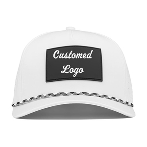 Custom Fashion Style 5 Panel Woven Patch <b>Rope</b> Adjustable Sun Protection Men Golf Hats Baseball Caps - Product Image 5