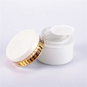 Flacon en verre vide de <span class=keywords><strong>luxe</strong></span> pour sérum de soin, avec couvercle à vis en acrylique or blanc et accents dorés, 30g 50g 40ml 100ml 120ml, pour cosmétiques - Product Image 6