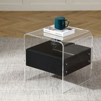 JINS Table de chevet moderne transparente en acrylique facile à assembler pour chambre à coucher balcon salle de bain meubles de maison pour salon