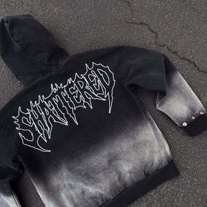 Men's Hooded <b>Zipper</b> <b>Sweatshirt</b> Oversized Punk Style Letter Print Knitted Polyester Autumn Streetwear - Product Image 3
