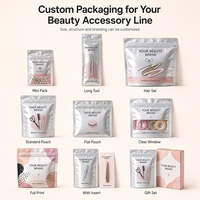 Sacs d'emballage personnalisés multi-tailles en gros, refermables et réutilisables, pour outils de beauté, strass pour ongles et accessoires capillaires, faciles à déchirer