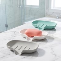Porte-savon en silicone drainable antidérapant à séchage rapide avec rebord de drainage pour douche, salle de bain et évier de cuisine