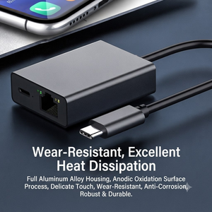 อะแดปเตอร์อีเธอร์เน็ตอย่างรวดเร็ว10/100Mbps ตัวแปลงสัญญาณ RJ45แลน USB Type-C หน้าสัมผัสทองเหลืองสำหรับทีวีไฟสำหรับอุปกรณ์สตรีมมิ่ง - Product Image 3