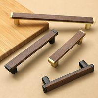 Pegangan dan Kenop Pintu Lemari Dapur Modern, Furnitur Kayu Walnut Hitam