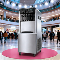 Machine à glace molle commerciale en acier inoxydable 25L/H, 3 saveurs, pour lait et eau, distributeur automatique de gelato