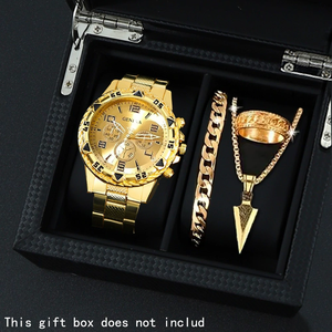 YuSa1058 <span class=keywords><strong>Set</strong></span> Più Venduto da <span class=keywords><strong>Uomo</strong></span> con Orologio al Quarzo, <span class=keywords><strong>Bracciale</strong></span>, <span class=keywords><strong>Collana</strong></span> <span class=keywords><strong>e</strong></span> Anello, Novità 2025, Lega d'Acciaio, Quadrante in Vetro, Regalo di Compleanno Perfetto per <span class=keywords><strong>Uomo</strong></span> - Product Image 2