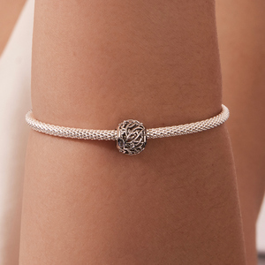 Breloque plaquée argent avec pierres de zircon rondes, motif végétal, style classique, bijoux unisexes, cadeau - Product Image 6