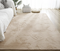 Wohnzimmer-Teppich mit Kaninchenfell, Einfarbig, Maschinenwaschbar, Plüsch-Bodenmatte für Schlafzimmer und Esszimmer