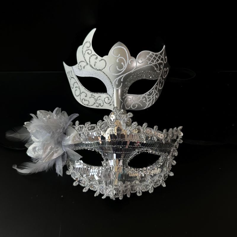 Lentejuelas de semillas de melón con flores laterales + traje de cuerno de alta calidad (negro)