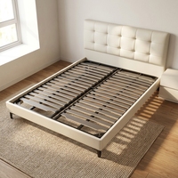 Cadre de lit moderne robuste et durable, réglable et pliable, avec pièces en fer et sommier à lattes en bouleau et peuplier, avec rangement, écologique et facile à assembler