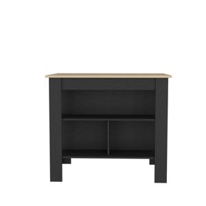 DB aztec Light Pine + Black KITCHEN Island พร้อมที่เก็บแบบเปิดในรถเข็นเมลามีน - Product Image 2