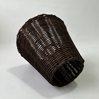 Lampe de table basse en rotin naturel personnalisable, abat-jour traditionnels chinois tissés à la main en forme d'empire, marron européen côtier