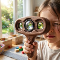 Caleidoscope en bois personnalisé OEM à perspective panoramique, jouet scientifique optique, jeu d'exploration visuelle multi-vues