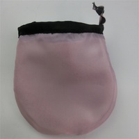 Sac de rangement cosmétique en satin de soie noir double pour femmes, avec cordon de serrage, réutilisable, logo imprimé, style Busta