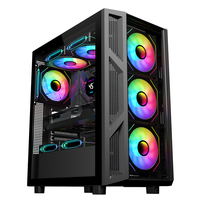 Ruix P31(glass) Fashionable ATX Mid Tower Computer Case Transparent Desktop DIY PC Cabinet with Type-C for Gaming & Working