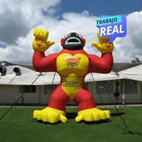 Gorille gonflable géant en PVC, figurine de singe de dessin animé avec slogan personnalisé pour la décoration d'événements commerciaux ou d'inaugurations