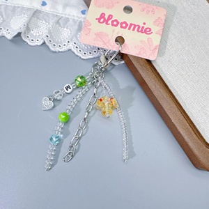 Customize Accepted <b>Cute</b> Small Mushroom Charm Women Car Key Decorations Simple Tiny Glass Beads Tassel Girls <b>Purse</b> Bag Keychains - Product Image 2