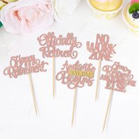 Décorations de gâteaux « Retraite heureuse » - Toppers de gâteau « Officiellement retraité » pour décorations de fête d'anniversaire et de retraite - Or rose
