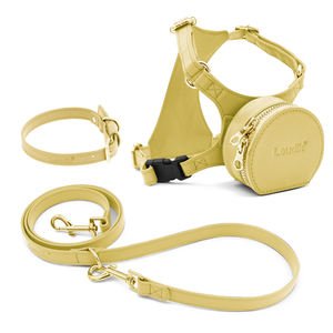 Disesuaikan elegan dan tahan air lembut kulit Harness anjing dengan tas penyimpanan ransel kantong dan Set tali hewan peliharaan mewah rompi dada - Product Image 2