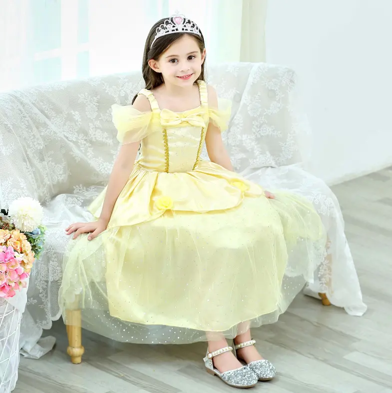 Vestito Dei Bambini del Vestito di bellezza e la Bestia Belle Principessa Dei Vestiti Dei Bambini del Partito di Cosplay Indumenti E50