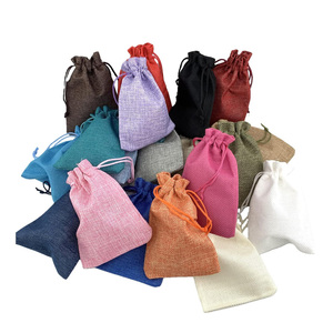 Sacchetto in Lino Rettangolare Lavabile di Alta Qualità per Gioielli <span class=keywords><strong>con</strong></span> Cordoncino per Confezioni Regalo Natalizie <span class=keywords><strong>con</strong></span> Stampa Logo Personalizzata 9*12cm - Product Image 2