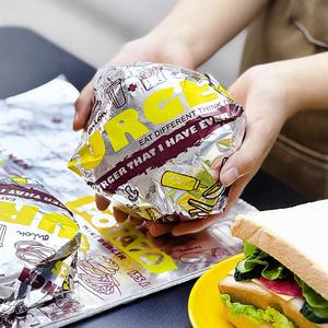 Custom Logo Printed Aluminum Foil Insulation Recyclable Wax <b>Paper</b> Food <b>Wrapping</b> <b>Paper</b> for Sandwich Burger Bread Use - Product Image 2