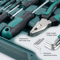 Kit d'outils portables de bricolage pour la maison, 87 pièces, avec jeu de tournevis et jeu de clés à douilles, dans une boîte à outils pour la réparation à domicile et en atelier