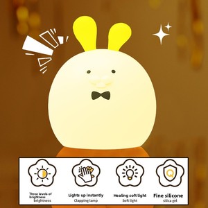 Lámpara de Noche de Silicona Suave con Forma de Conejo, con Logotipo Personalizado, Carga USB, Compañero de Sueño para Bebés - Product Image 2