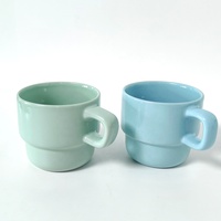 Tasse à expresso empilable mignonne en céramique de qualité alimentaire avec poignée pour expresso, latte, matcha