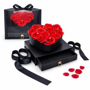 Heart-Shaped <b>Gift</b> <b>Box</b> With 14 Artificial Red Roses Jewelry Drawer 27x27x24.5 Cm Valentine's Day <b>Gift</b> - Product Image 1