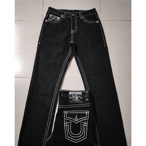 Pantalon décontracté droit en denim épais de style urbain américain, marque Real Faith, motif <span class=keywords><strong>Bouddha</strong></span>, pour l'été - Product Image 2