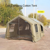 Tente gonflable automatique verte pour l'extérieur, quatre saisons, double couche, en tissu polyester, prête à l'emploi, imperméable, avec toile d'ombrage légère pour le camping