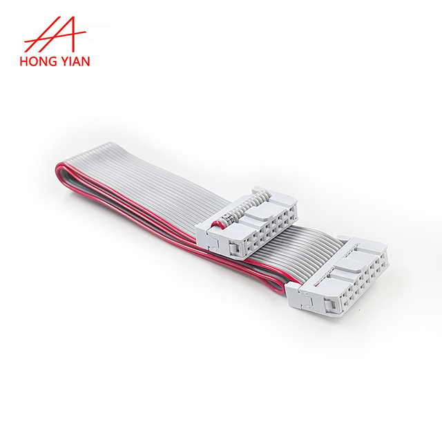 Custom IDC Female Connector 2.54mm Pitch 16 Core 20 Pin Flat Ribbon Cable