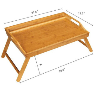 <b>Folding</b> Bamboo Tray <b>Table</b> 55.4x34.3x25cm Trestle Base Minimalist Design For <b>Outdoor</b> Breakfast Work Laptop Use - Product Image 2