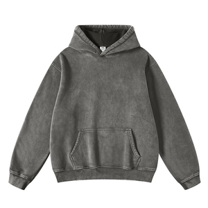 Sweat-shirt à capuche pour hommes surdimensionné Boxy personnalisé Vintage Heavyweight Washed 100% Cotton Sweatshirt Streetwear Style - Product Image 6