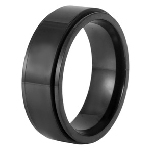 yunnique Rotating <b>Titanium</b> Steel Plain <b>Ring</b> Black Women's Minimalist Jewelry Gift Geometric Design - Product Image 5