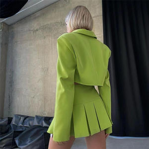 2 uds. Conjunto de falda de <span class=keywords><strong>tenis</strong></span> para <span class=keywords><strong>mujer</strong></span>, chaqueta recortada a la moda, minifalda plisada, traje de otoño 2022, ropa de <span class=keywords><strong>mujer</strong></span>, trajes para <span class=keywords><strong>mujer</strong></span> - Product Image 4