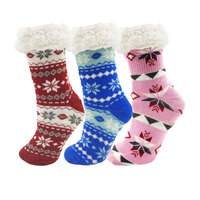 Chaussettes personnalisées antidérapantes pour femmes, usage quotidien, printemps-hiver, chaussettes thermiques épaisses pour la maison, en coton moelleux, doublées de sherpa, chaussettes pantoufles chaudes