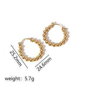 Pendientes de aro de oro de 18 quilates y acero inoxidable con diseño geométrico de cuentas para mujer, joyería de moda para fiestas. - Product Image 5