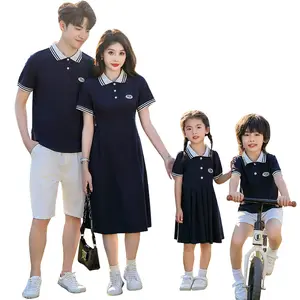 2024 Summer Matching Clothes Family Vacation Beach Casual Wear T-shirt And Long Dress Matching Outfits