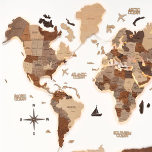 Décoration murale <span class=keywords><strong>moderne</strong></span> en bois 3D avec éclairage LED 3.0, carte du monde, idéale pour la maison et les cadeaux, vente en gros - Product Image 4
