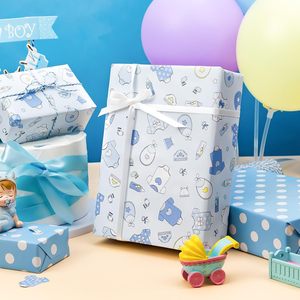 MAYPLUSS Baby <b>Wrapping</b> <b>Paper</b> 17Inch X 16.5Feet Blue Boy Snapsuit Bottles Design For Baby Shower First Birthday - Product Image 2