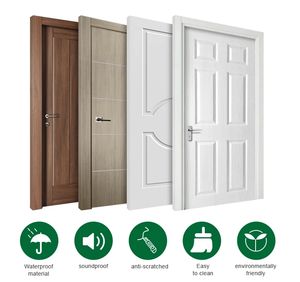 أبواب داخلية خشبية من خشب ليفي متوسط الكثافة مخصصة بيضاء بسعر خاص، باب داخلي مُجهز تمامًا مُجهز - Product Image 5