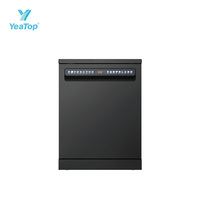 Lave-vaisselle électrique encastrable noir 3 niveaux 14 couverts avec commande intégrée et ouverture automatique de la porte