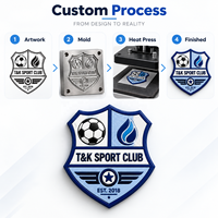 Écusson personnalisé multicouche 3D en TPU, patch PVC OEM à coudre ou thermocollant pour maillot, veste, chapeau, sac de club de football à quatre panneaux